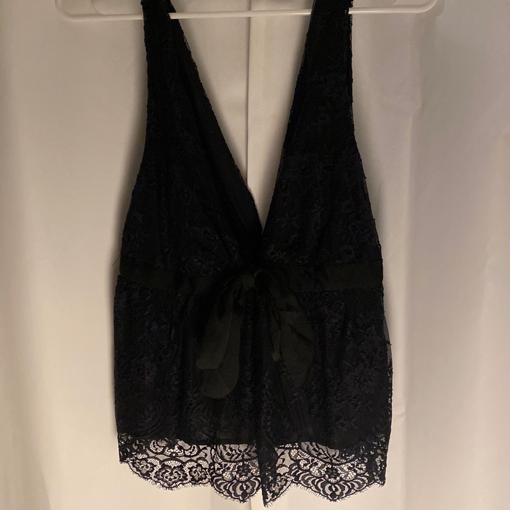 NWT Free People Chante Lace Tank Frenchie Kiss Size Medium Color Black